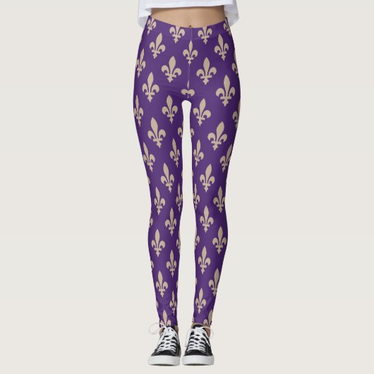 Leggings Fleur de Lis Motif, Royal French Creative on Purpl (Devant)