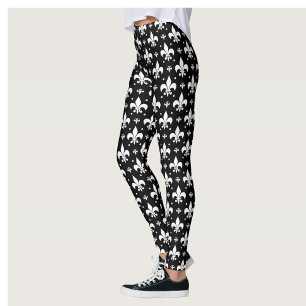 Leggings Fleur de lis noir design Motif