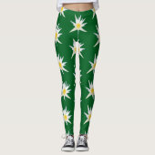 Leggings Fleur de lotus blanche sur fond vert, (Devant)