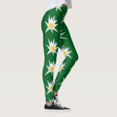 Leggings Fleur de lotus blanche sur fond vert, (Droite)