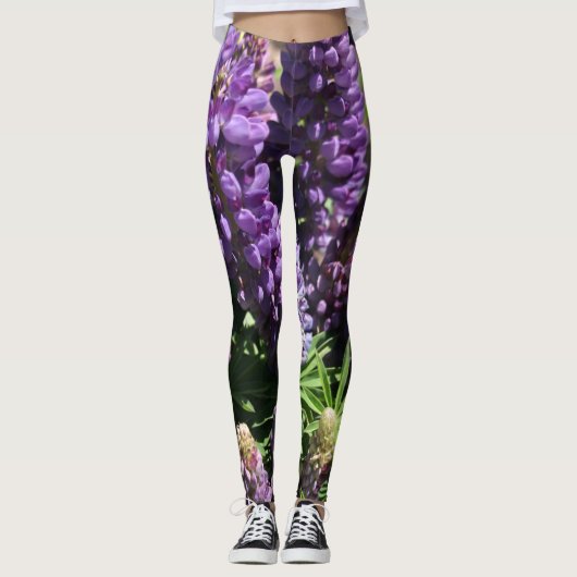 Leggings Fleur de lupine violette (Devant)