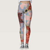 Leggings Fleur de Mandala bleu et rouge (Devant)
