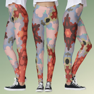 Leggings Fleur de Mandala bleu et rouge
