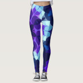 Leggings Fleur de Mandala bleu et violet rétro (Devant)