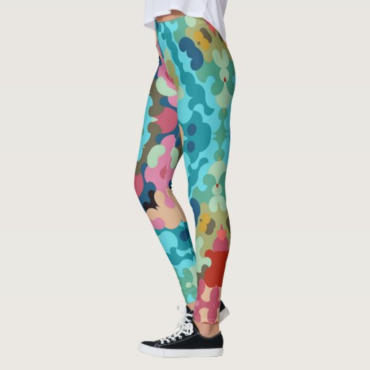 Leggings Fleur de Mandala bleu rose et vert (Gauche)
