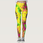 Leggings Fleur de Mandala jaune orange vert et rose (Devant)