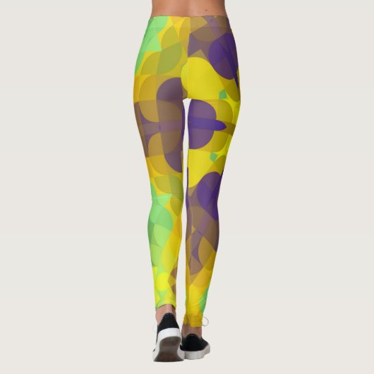 Leggings Fleur de Mandala jaune violet et vert (Dos)
