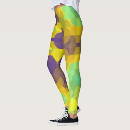 Leggings Fleur de Mandala jaune violet et vert (Gauche)