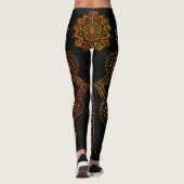 Leggings Fleur de mandala - noir et or (Dos)