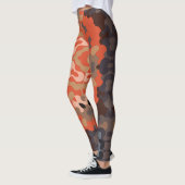 Leggings Fleur de Mandala rétro bleu orange et bronze (Gauche)