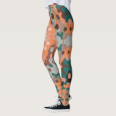 Leggings Fleur de Mandala Retro Bleu orange et Brown (Gauche)