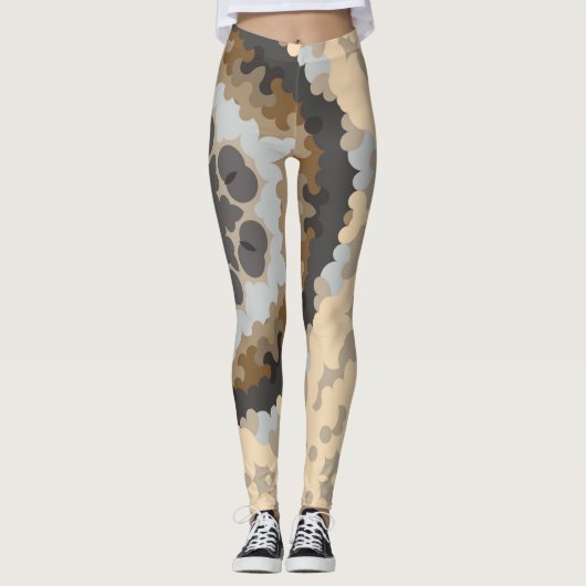 Leggings Fleur de Mandala rétro Brown et Tan (Devant)