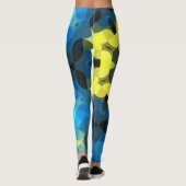 Leggings Fleur de Mandala rétro jaune et bleu (Dos)