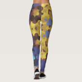Leggings Fleur de Mandala rétro jaune et bleu (Dos)