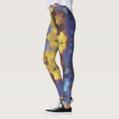 Leggings Fleur de Mandala rétro jaune et bleu (Gauche)