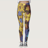 Leggings Fleur de Mandala rétro jaune et bleu (Devant)