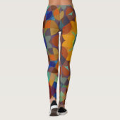 Leggings Fleur de Mandala rétro orange bleu et vert (Dos)