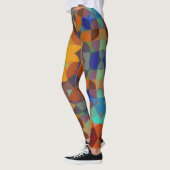 Leggings Fleur de Mandala rétro orange bleu et vert (Gauche)