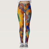 Leggings Fleur de Mandala rétro orange bleu et vert (Devant)
