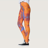 Leggings Fleur de Mandala rétro orange et bleu (Gauche)
