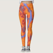 Leggings Fleur de Mandala rétro orange et bleu (Devant)