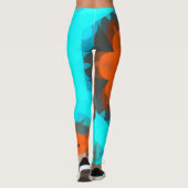Leggings Fleur de Mandala rétro orange et bleu (Dos)