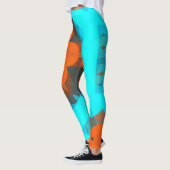 Leggings Fleur de Mandala rétro orange et bleu (Gauche)