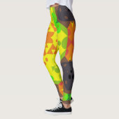 Leggings Fleur de Mandala rétro orange jaune et vert (Gauche)