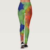 Leggings Fleur de Mandala rétro orange vert et bleu (Dos)