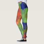 Leggings Fleur de Mandala rétro orange vert et bleu (Gauche)