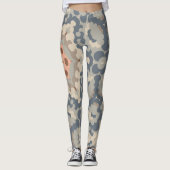 Leggings Fleur de Mandala rétro Tan Blue et Orange (Devant)