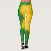 Leggings Fleur de Mandala Retro vert et jaune (Dos)