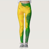 Leggings Fleur de Mandala Retro vert et jaune (Devant)