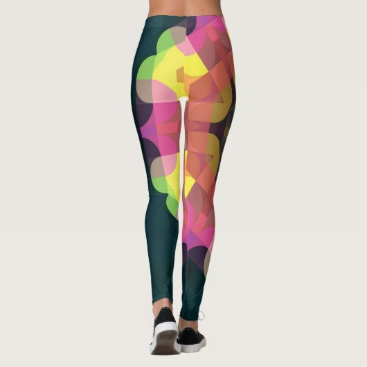 Leggings Fleur de Mandala rose jaune et vert (Dos)