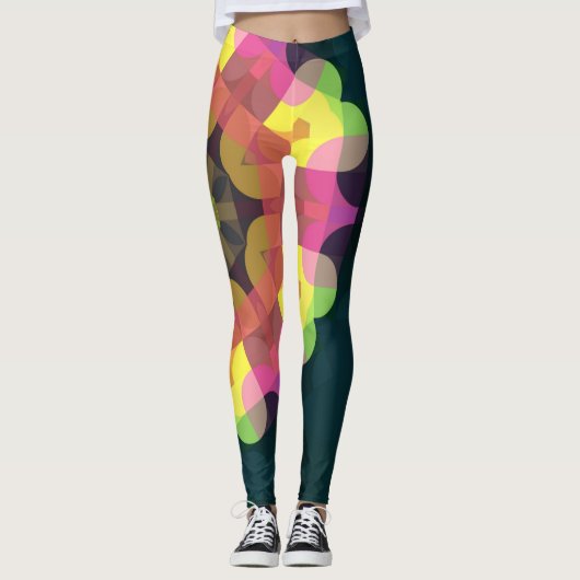 Leggings Fleur de Mandala rose jaune et vert (Devant)