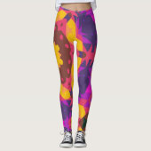 Leggings Fleur de Mandala rose violet et jaune (Devant)