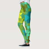 Leggings Fleur de Mandala vert jaune et bleu (Gauche)