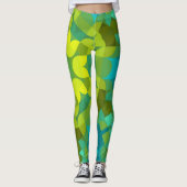 Leggings Fleur de Mandala vert jaune et bleu (Devant)