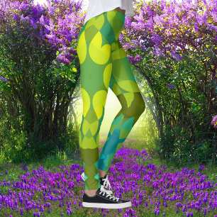 Leggings Fleur de Mandala vert jaune et bleu