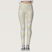 Leggings Fleur de marguerite botanique Brown (Devant)
