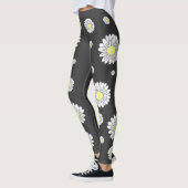 Leggings Fleur de marguerite botanique Noir (Gauche)