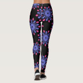 Leggings Fleur de néon bleu et rouge (Dos)
