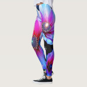 Leggings Fleur de néon fleur design de lumière magique (Gauche)