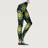 Leggings Fleur de néon jaune et vert (Droite)