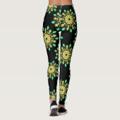 Leggings Fleur de néon jaune et vert (Dos)