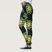 Leggings Fleur de néon jaune et vert (Gauche)