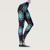 Leggings Fleur de néon pourpre et turquose (Droite)