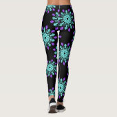 Leggings Fleur de néon pourpre et turquose (Dos)