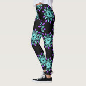 Leggings Fleur de néon pourpre et turquose (Gauche)