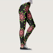 Leggings Fleur de néon rouge et vert (Droite)